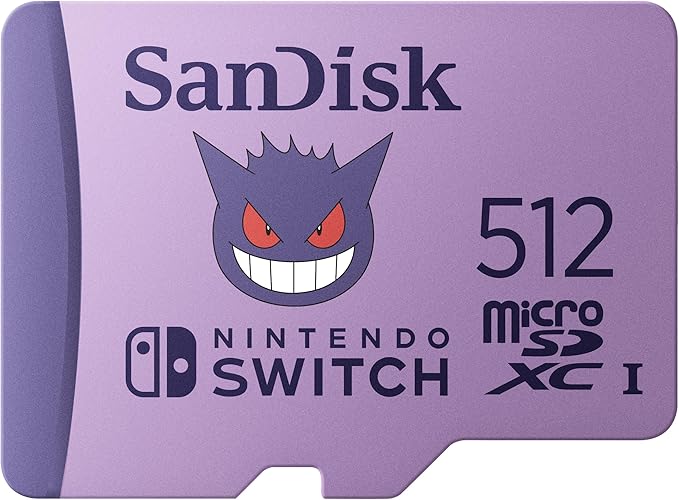 SanDisk 512GB Pokémon Gengar microSDXC Card Licensed for Nintendo-Switch - Made for Nintendo-Switch 1, OLED, and Lite - SDSQXAO-512G-GN6ZK