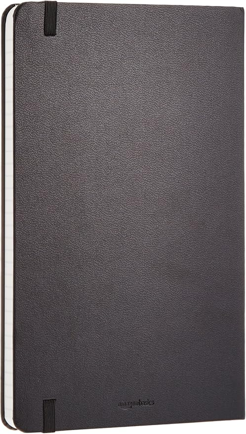 Amazon Basics Classic Grid Notebook for Writing and Note Taking, Hardcover, Graph Ruled, 240 Pages, 5" x 8.25", Black