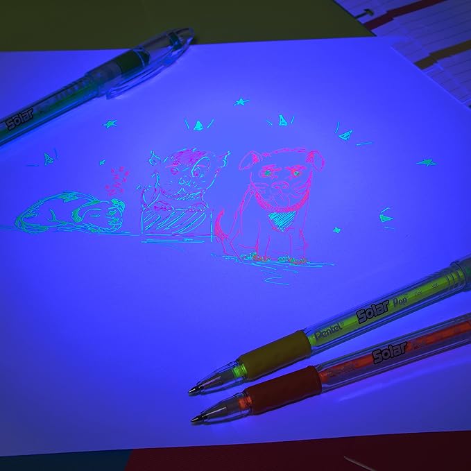 Pentel Solar Pop Neon Gel Pen, 0.6mm Fine Line, Assorted Colors, Pack of 4 (K96BP4M)