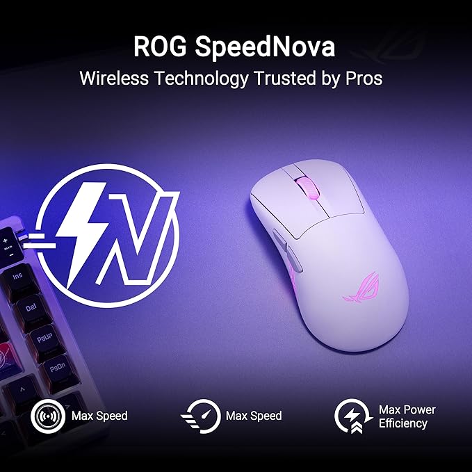 ASUS ROG Keris II Origin Wireless Gaming Mouse – Right-Handed Ergonomic, 65g, Tri-Mode Connectivity, 42K DPI, up to 127Hr Battery, Web-Based Configuration, PC/Mac Support
