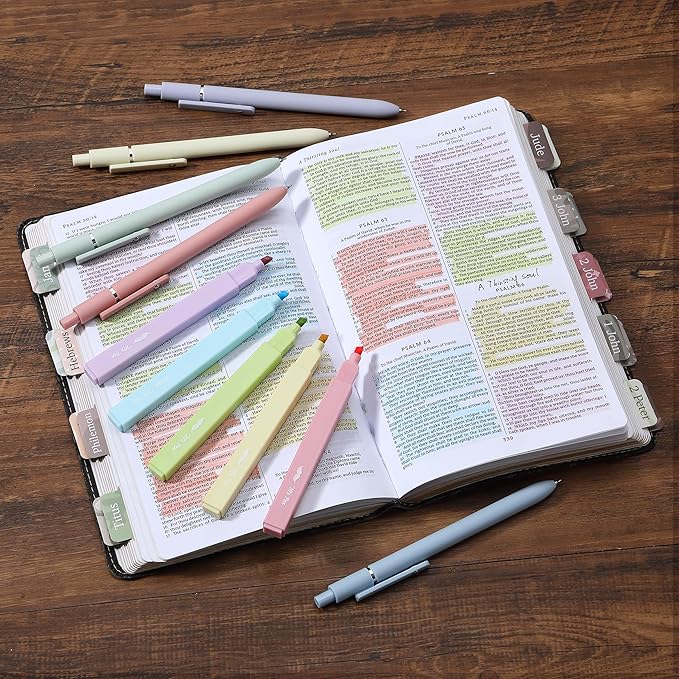 Mr. Pen- Aesthetic Highlighters and Gel Pens, 10 Pack, Assorted Color Bible No Bleed, Black Ink, Highlighter for Bibles