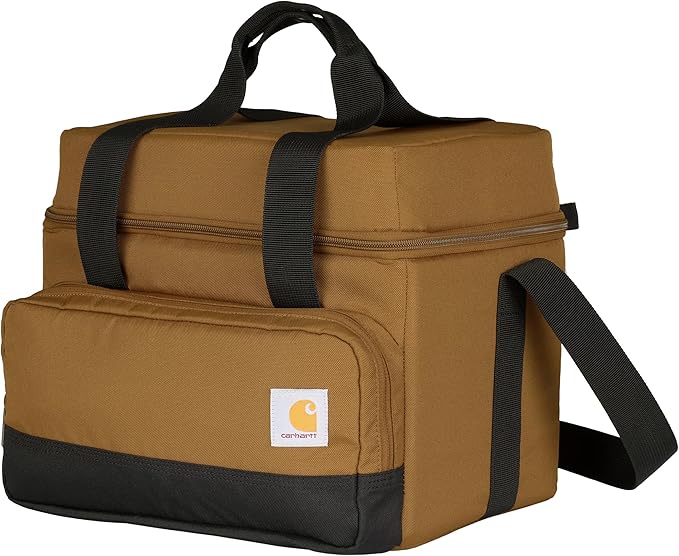 Carhartt Insulated Two Compartment Cooler, Durable Water Repellent Material W/Front Zippered Pocket for Camping, Beach & Travel