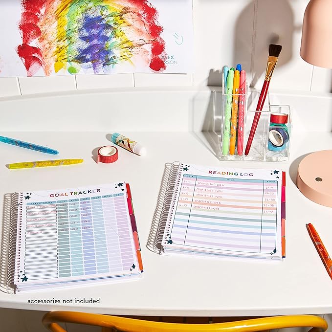 Erin Condren 7'' x 9'' Plastic Spiral Choose Peace Undated Kid's Planner - Calendars, Reading Logs, Stickers, and Creative Planner & Activity Book for Kids by Erin Condren