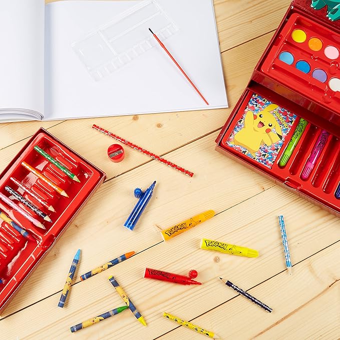 Pokemon Art Set, Colouring Sets for Children, Over 40 Art Supplies for Kids