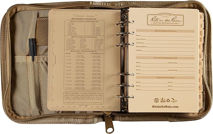Rite In The Rain Weatherproof Complete Field Planner Kit, 4.625" x 7 " Tan Sheets, Tan Cover (No. 9255T)