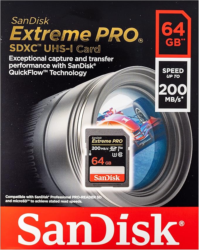 SanDisk 64GB SDXC Extreme Pro Memory Card Works with Sony Alpha a7 III, a7 II, a7, a7s, a7s II Mirrorless Camera 4K V30 UHS-I (SDSDXXY-064G-GN4IN) Plus (1) Everything But Stromboli (TM) Combo Reader