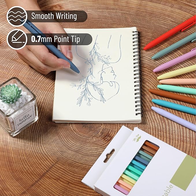 Mr. Pen- Retractable Gel Pens for Journaling, 12 Pack, Deep Morandi Color Inks, Fast Dry, Colorful & Soft grip Barrels, Smooth Writing, 0.7mm Fine Point Aesthetic Pens