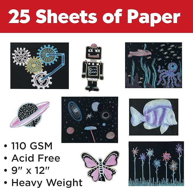 Faber-Castell Black Paper Pad 9" X 12" 25 sheets