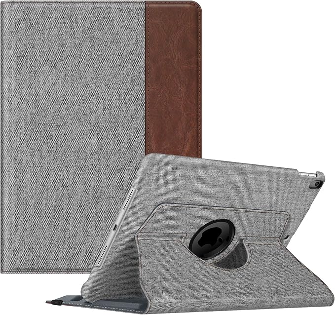 Fintie Rotating Case for iPad Air (3rd Gen) 10.5" 2019 / iPad Pro 10.5" 2017 with Built-in Pencil Holder - 360 Degree Rotating Stand Protective Cover, Auto Sleep/Wake (Denim Grey)