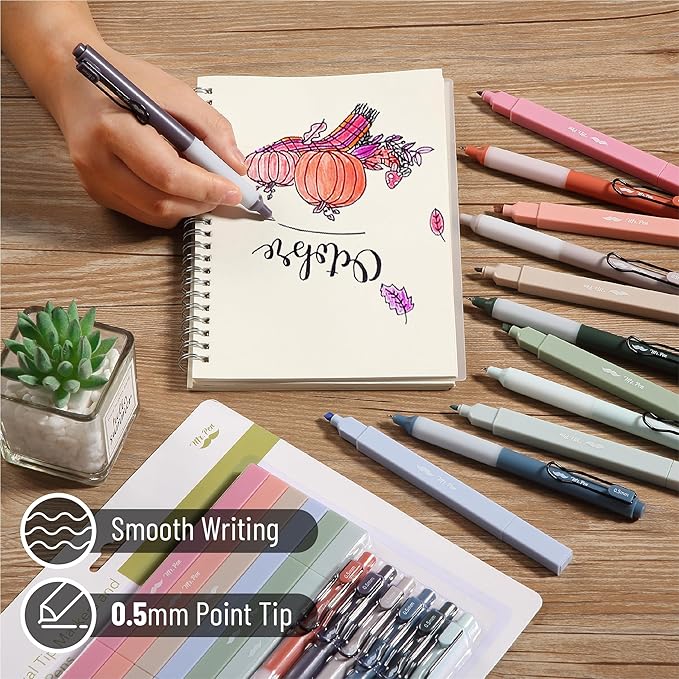 Mr. Pen- Dual Tip Aesthetic Highlighters and Gel Pens, 12 Pack, Assorted Colors, No Bleed, Black Ink, Cute Pens for Bibles
