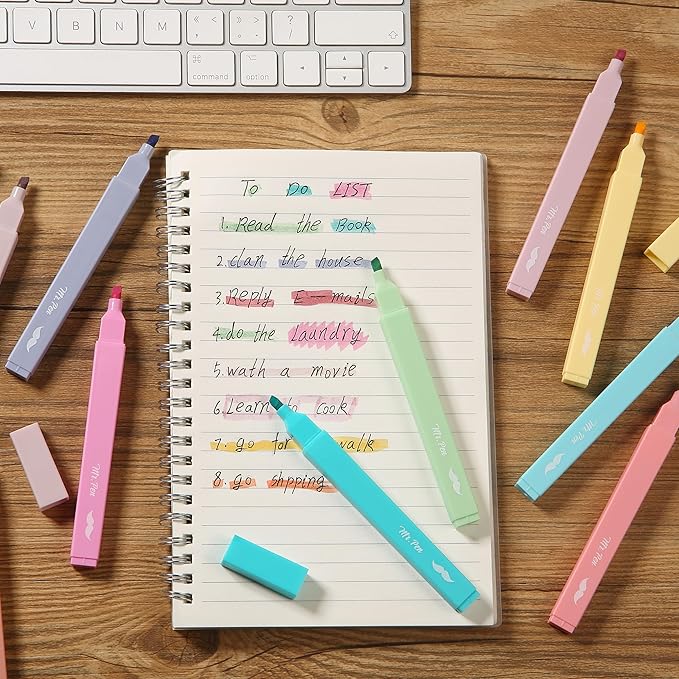 Mr. Pen- Aesthetic Highlighters, 10 pcs, Chisel Tip, Pastel Colors, Cute Highlighters Assorted Colors (Pack of 2)