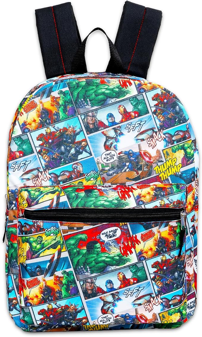 Marvel Avengers Backpack with Lunch Bag Set - Bundle of 16” School Bag, Spiderman Lunch Box, Water Bottle, Stickers, More | Avengers School Supplies for Kids