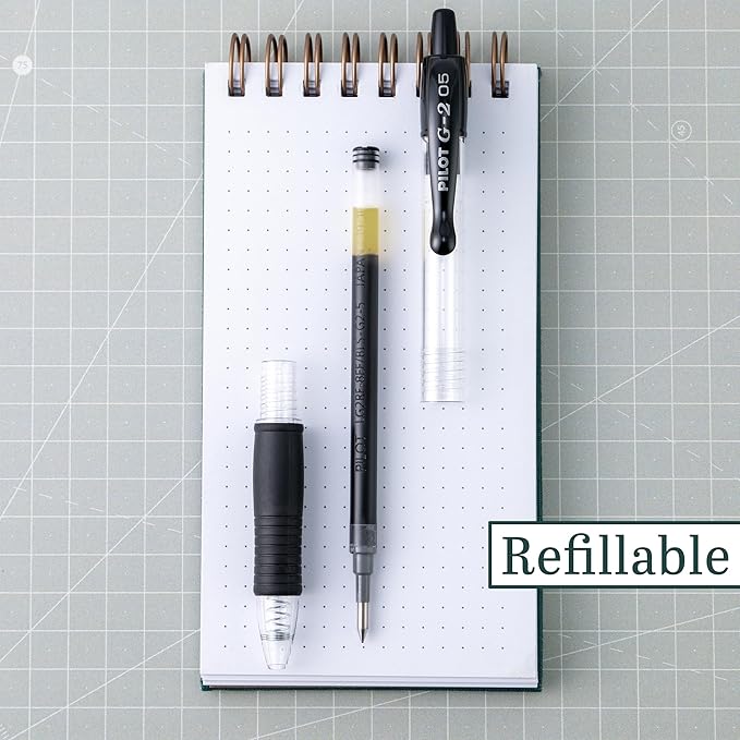 Pilot G2 Premium Gel Roller Pens, Extra Fine Point 0.5 mm, Gel Pens Black Ink, Pack of 12 - Ideal for School, Journaling & Office Writing