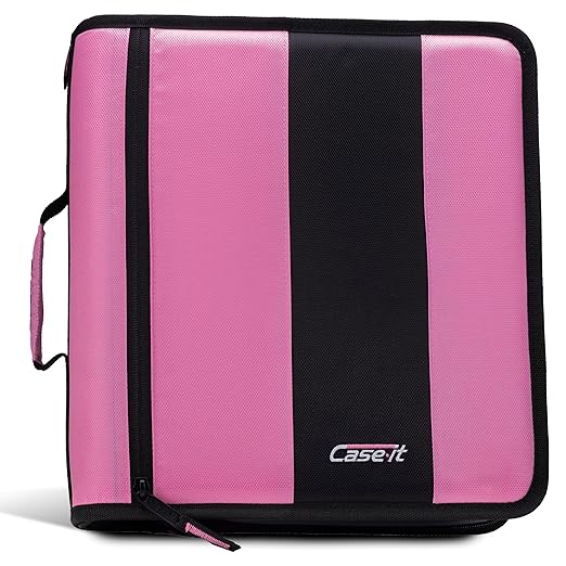 Case-it Classic Zipper Binder | 2-Inch O-Rings, 350 Sheet Capacity, Multiple Storage Pockets & Shoulder Strap | School & Office Organizer | D-251 Light Pink (Pack of 6)