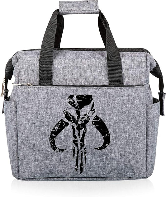 PICNIC TIME Star Wars Mandalorian Mythosaur Skull On The Go Lunch Bag, Soft Cooler Lunch Box, Insulated Lunch Tote, Leak-Resistant Work Lunchbox, Reusable Thermal Cooler Bag, (Heathered Gray)