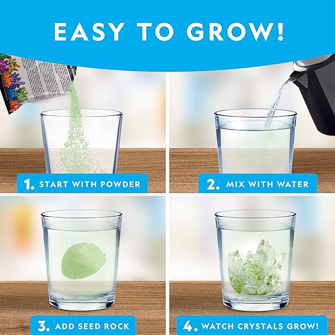 National Geographic Jumbo Crystal Growing Kit - Grow Your Own Giant Glow in The Dark Crystal in a Few Days, Science Kit, Grow Crystals for Kids, STEM Toys (Amazon Exclusive)