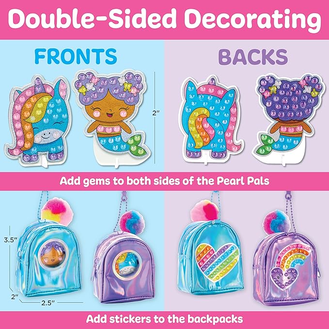 Creativity for Kids Bubble Gems Backpack Keychains - DIY Diamond Art Kits for Kids, Unicorn Toys for Girls, Gem Art Mermaid Gifts for Girls (Ages 6+)