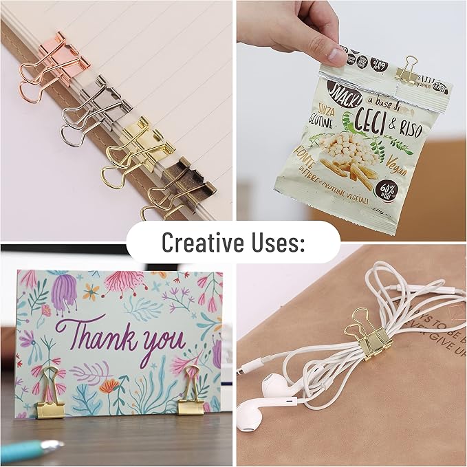 Mr. Pen- Small Binder Clips, 50 pcs, 0.75", Small Size, Gold Metal Binder Paper Clips, Paper Clamps for Office Supplies, Home, School, Business, Document Organizing
