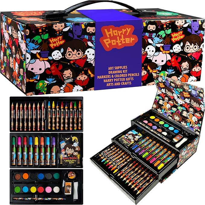 Harry Potter Gifts Colored Pencils 130pcs Art Supplies Drawing Kit School Supplies Painting Kids Drawing Pencils Art Kit Travel Case with Crayons (Multi)