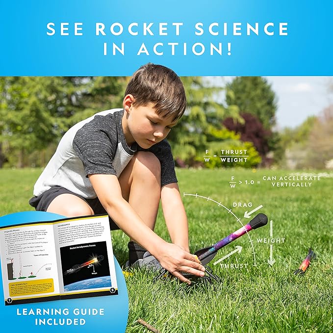 National Geographic Air Rocket Toy Refill - 5 LED Light-Up Air Rockets, Compatible with All Jump & Launch Air Powered Rocket Launchers