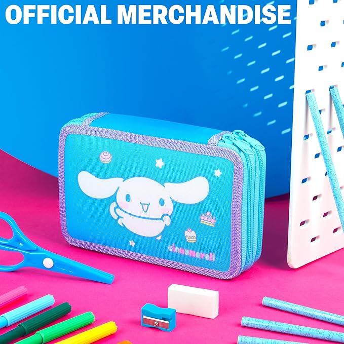 Hello Kitty Sanrio Pencil Case Kids Colored Pencils Markers Kawaii Kuromi Stationery Gifts for Kids (Multi Cinnamoroll)