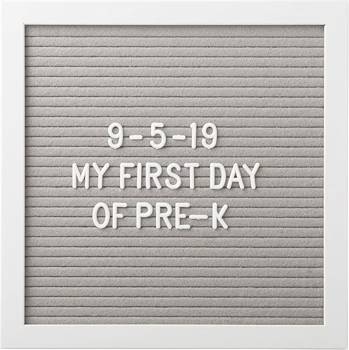 Pearhead Classic Wooden Letterboard, Gender-Neutral Baby Keepsake Nursery Décor, Photo Prop Message Board, Gray and White