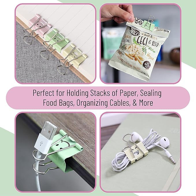 Mr. Pen- Cute Binder Clips, 80 pcs, Assorted Sizes, Smiley Binder Paper Clips, Bulk Paper Clamps for Office Supplies, Home, School, Business, Document Organizing