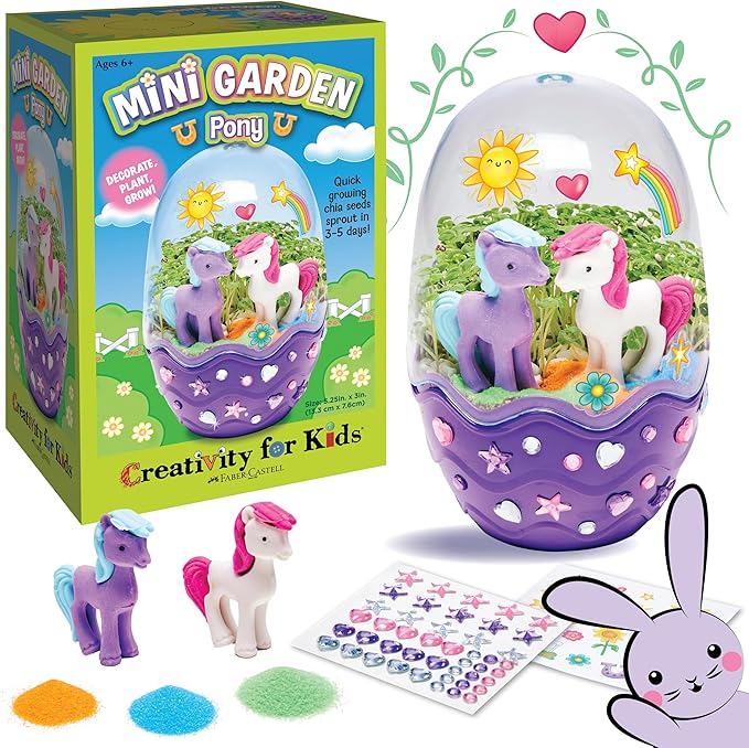 Creativity for Kids Mini Garden: Pony Terrarium Kit - Horse Gifts for Girls, Crafts for Kids and Girl Toys, Easter Basket Stuffers and Birthday Gift Ideas (Ages 6+)
