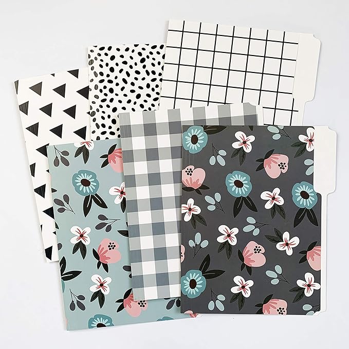 Cute File Folders, Set of 24 3-Tab Letter Size Decorative File Folders Boho Colored Manilla 8.5 x 11 Filing – Pretty Designer Home Office School Supplies (Tranquility)