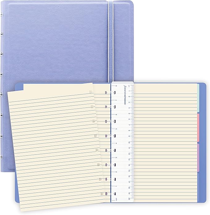 FILOFAX Refillable Pastel Notebook, A5 (8.25" x 5") Vista Blue - 112 Cream moveable pages - Index, pocket and page marker (B115051U)