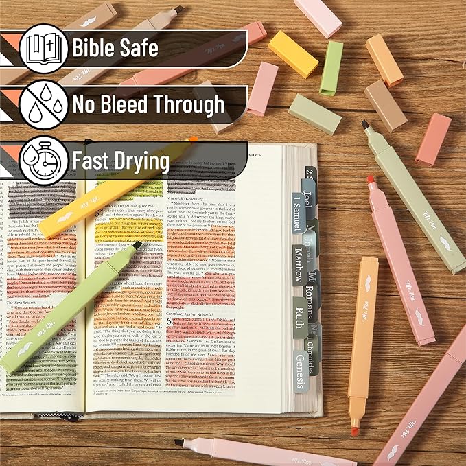 Mr. Pen- Aesthetic Bible Highlighters No Bleed Through, 10 Pack, Boho Colors, Cute Highlighter for Journaling Supplies and School Accessories, Bible Highlighters and Pens No Bleed