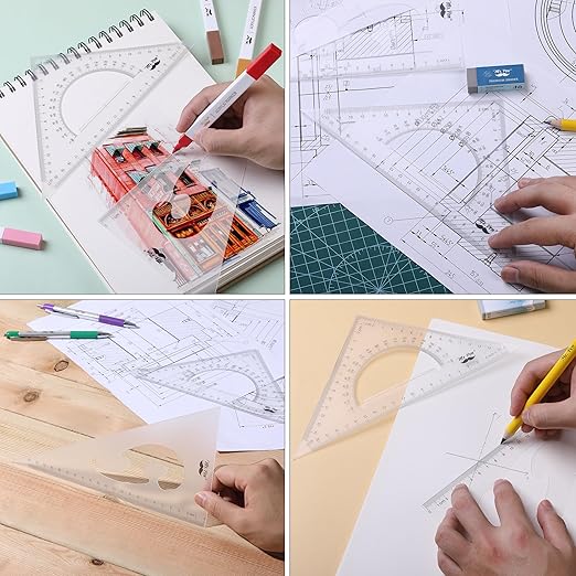 Mr. Pen- Triangle Ruler, 2 Pack, 22&15cm, 30/60 & 45/90, Right Triangle Ruler for Drawing