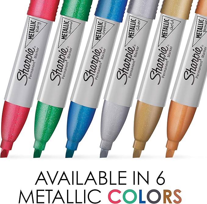 Sharpie Metallic Permanent Markers, Chisel Tip, Assorted Colors, 3 Count