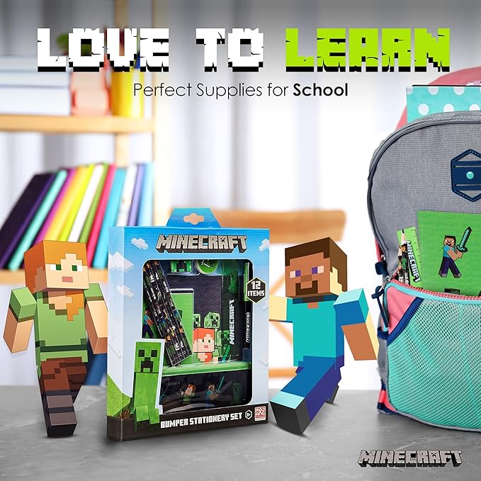 Minecraft Pencil Case and Stationery Set School Supplies Gifts for Kids