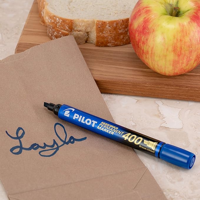 PILOT Premium 400 Permanent Markers, Broad Point Chisel Tip, Blue Ink, Box of 12 (SA4-BLU)