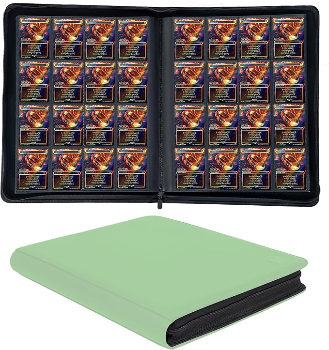 1000+ Pockets Trading Card Binder, 16-Pocket Card Ablum Compatible with MTG,Sports Cards & Other Standard Size Trading Cards (Light Green)