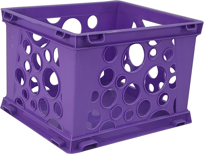 Storex Premium File Crate with Handles – Letter and Legal Document and Folder Storage, Classroom Purple 3-Pack (61464C03C)