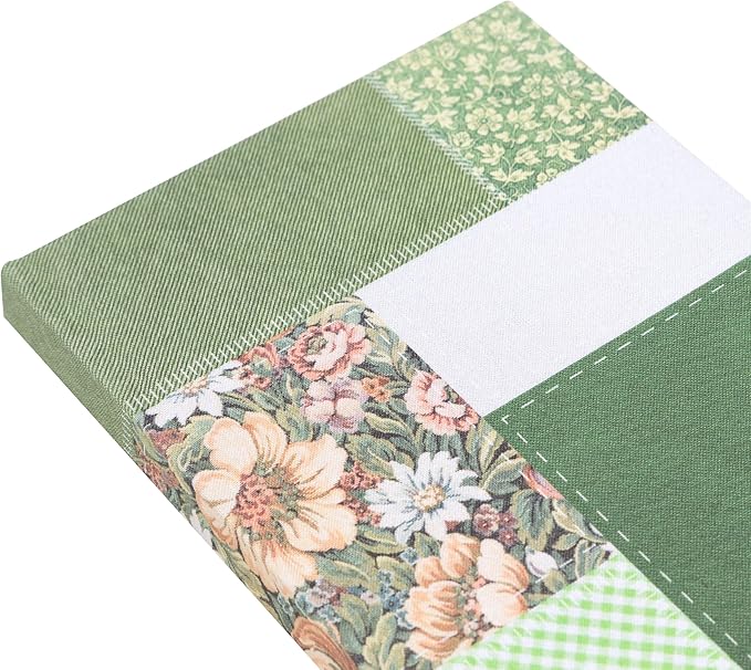 Pearhead Green Patchwork Fabric Hardcover Journal, 6x8 College-Ruled Lined Notebook, 200 Pages, Boho Writing Journal for School, Work & Personal Use