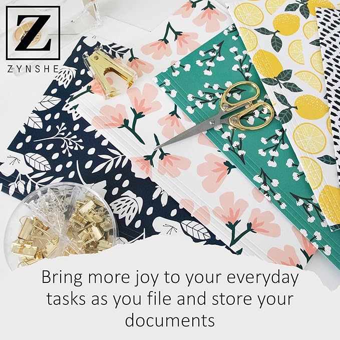 Cute File Folders, Set of 24 3-Tab Letter Size Decorative File Folders Boho Colored Manilla 8.5 x 11 Filing – Pretty Designer Home Office School Supplies (Mesmeric)