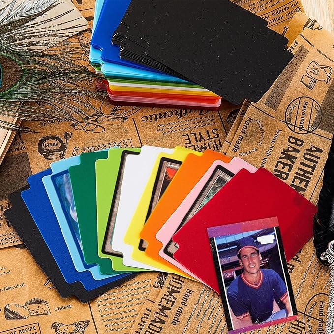 250 Pcs Trading Card Dividers Plastic Card Dividers, Multicolor Frosted Separator with Tabs Standard Vertical Compatible with MTG Games Sports TCG, 2.7 x 3.8 Inches