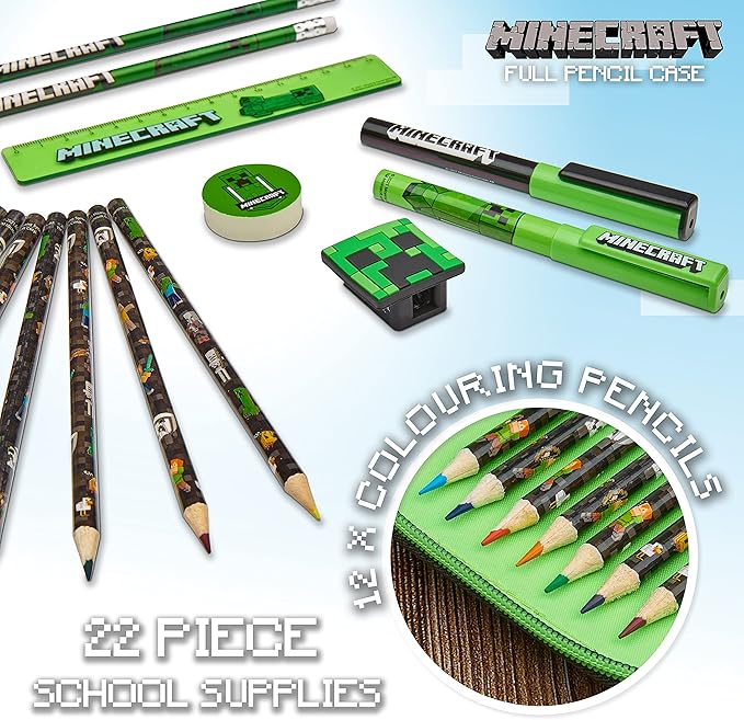 Minecraft Kids Pencil Case Stationery Pens Colored Pencils Notebook School Supplies Gamer Gifts for Boys