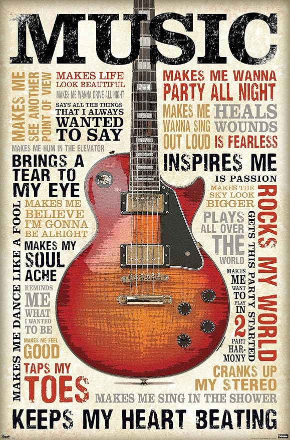 Trends International Music Inspires Me Wall Poster, 14.725" x 22.375", Premium Unframed Version