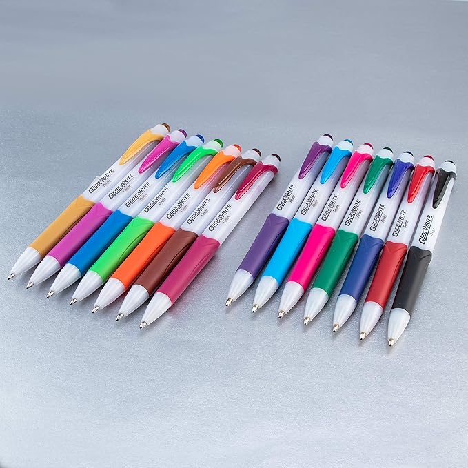 Pentel GlideWrite Ballpoint Pen with TechniFlo Ink, (1.0mm) Medium Line, Red, Box of 12 (BX910-B)