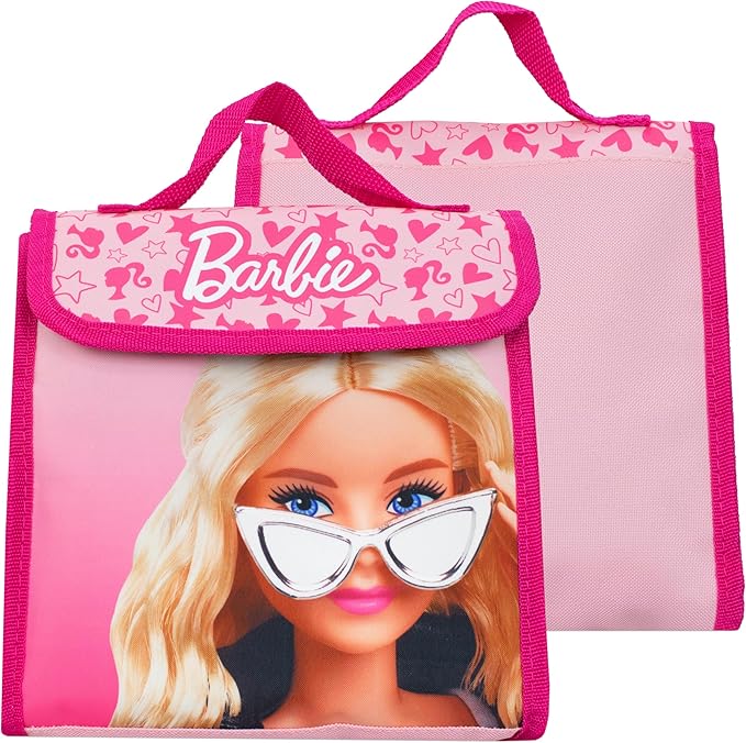 Barbie Backpack 4 Piece Set | Girls School Bag Set | Girls Backpack Lunch Bag Water Bottle and Pencil Case | One Size Pink