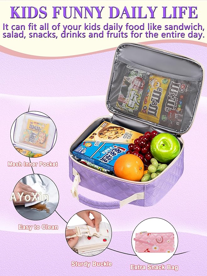 Pink Backpack with Lunch Box for Girls Teenagers Kids for Age 6-8 8-10 10-12 School Bag for Middle High School Primary Aesthetic Bookbag Lightweight Mochila Para Niñas