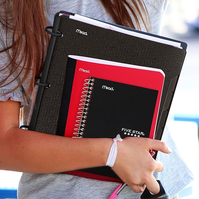 Five Star Spiral Notebook, 1 Subject, College Ruled Paper, 4-3/8" x 7", Personal Size, 80 Sheets, Fights Ink Bleed, Water Resistant Cover, Black (450048AA2-ECM)
