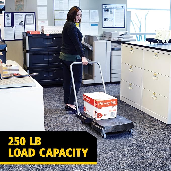 Rubbermaid Commercial Products Convertible Folding Utility Dolly/Cart/Platform Truck with wheels, 250 lbs Capacity, for Moving/Warehouse/Office