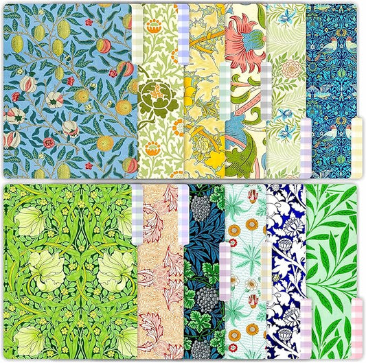 PARTH IMPEX 12 Pack William Morris Decorative File Folders, 1/3 Cut Tab with Assorted Positions, Letter Size Paper Holders (9.75” x 11.75”) Matte Finish Laminated for Office School Work