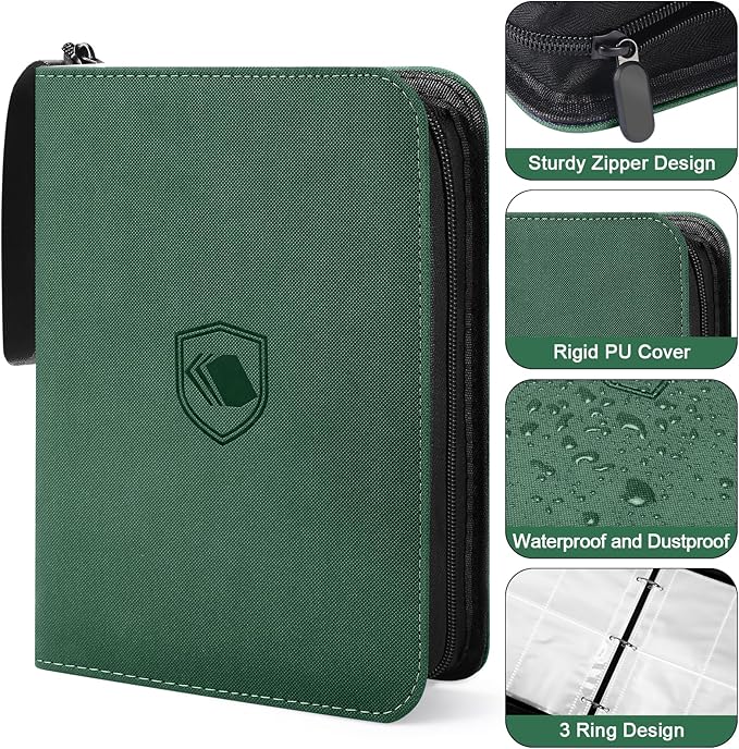 440 Pockets Trading Card Binder, PU Cover Zipper Card Collection Album, Sturdy Card Folder Holder for MTG, TCG, Game Cards, Sports Cards