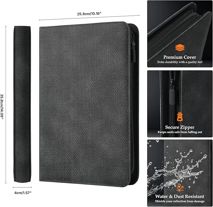 Trading Card Binder 9 Pocket - Premium Card Collection Binder for 360 Cards, Durable Side-Loading Card Album with Zipper, Perfect for TCG, MTG, and Sports Cards, Pink